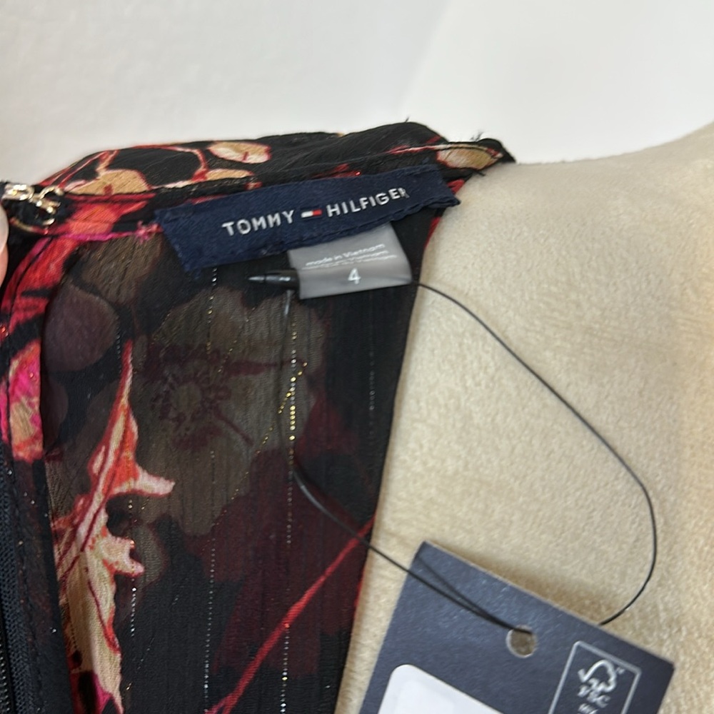Tommy Hilfiger Paper Poppy Printed Chiffon A-Line Dress Size 2 & 4 NWT - Picture 12 of 13